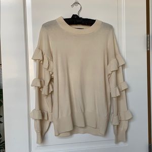J.Crew ruffle sleeve ivory sweater size XS